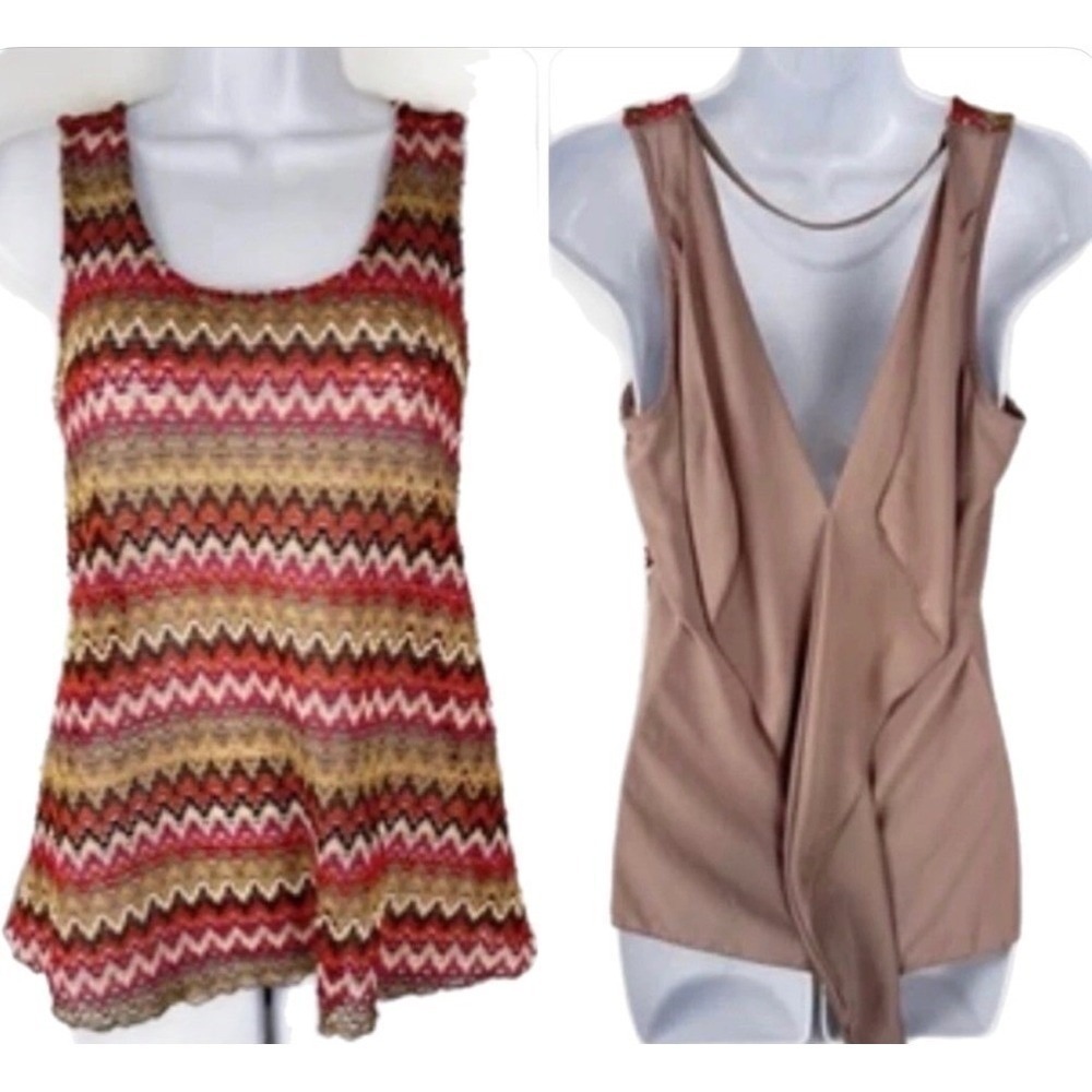 Lovemarks Women Size Small Multicolor Zig Zag‎ Knit Tank Top Made in USA